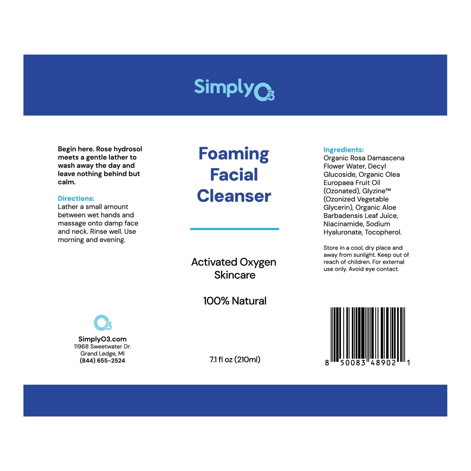 Foaming Facial Cleanser - Simply O3